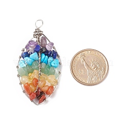 Chakra Natural Mixed Stone Chip Big Pendants&nbsp;PALLOY-JF01662-02