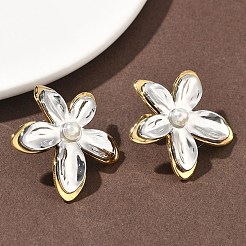 Two Tone 304 Stainless Steel Acrylic Imitation Pearl Stud Earrings&nbsp;EJEW-B156-16GP