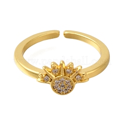 Rack Plating Brass Micro Pave Cubic Zirconia Cuff Rings for Women&nbsp;RJEW-D079-01A-RS