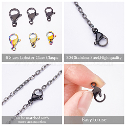 60Pcs 6 Sizes PVD Vacuum Plating 304 Stainless Steel Lobster Claw Clasps&nbsp;STAS-PH0001-43
