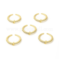 Clear Cubic Zirconia Initial Letter Open Cuff Ring&nbsp;RJEW-H120-09G-J