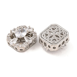 Brass Micro Pave Clear Cubic Zirconia Beads&nbsp;KK-S389-24P