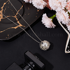 Anti-Tarnish 1Pc Rhodium Plated 925 Sterling Silver Empty Bead Cage Pendants&nbsp;STER-BBC0005-71P