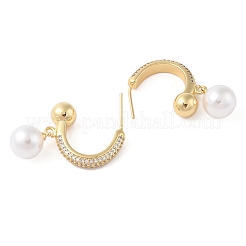 Rack Plating Brass Micro Pave Clear Cubic Zirconia Stud Dangle Earrings for Women&nbsp;EJEW-G394-10G