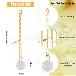 4Pcs 4 Style Clear Glass Teardrop Pendant Decorations&nbsp;HJEW-BC0001-38