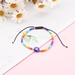 Rainbow Adjustable Nylon Cord Braided Bead Bracelets&nbsp;BJEW-JB06021