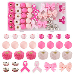 48Pcs DIY Breast Cancer Awareness Themed Jewelry Finging Kits&nbsp;DIY-TA0013-60