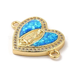 Rack Plating Brass Micro Pave Clear Cubic Zirconia Connector Charms&nbsp;KK-D088-41G