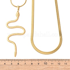 304 Stainless Steel Snake Pendant Double Layer Necklaces for Women&nbsp;NJEW-Z108-03G