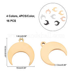16Pcs 4 Colors Stainless Steel Pendants&nbsp;STAS-UN0024-35