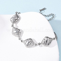 304 Stainless Steel Spiral Shell Shape Link Bracelets for Women&nbsp;BJEW-L706-04P