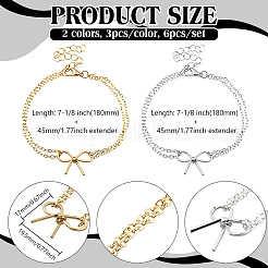 6Pcs 2 Colors Zinc Alloy Multi-Strand Bracelets&nbsp;BJEW-GO0001-16