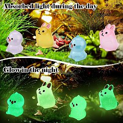 20Pcs 10 Styles Chick/Rabbit Luminous Resin Display Decorations&nbsp;DJEW-YW0001-06