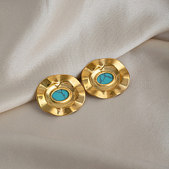 304 Stainless Steel Turquoise Stud Earrings for Women&nbsp;UJ5594