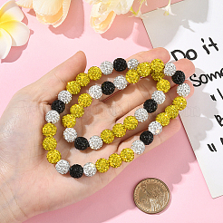 1Pc Polymer Clay Rhinestone Round Beaded Stretch Necklaces&nbsp;NJEW-SP0001-14L
