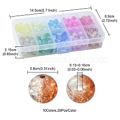 200Pcs 10 Colors Baking Paint Crackle Glass Bead Strands&nbsp;CCG-YW0001-17