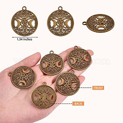 60Pcs Life of Tree Moon Charm Pendant Triple Moon Goddess Pendant Ancient Bronze for Jewelry Necklace Earring Making crafts&nbsp;JX339A