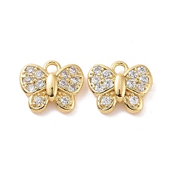 Butterfly Brass Micro Pave Clear Cubic Zirconia Charms&nbsp;KK-G435-23G