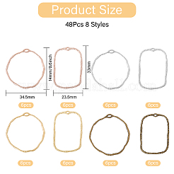 48Pcs 8 Styles Alloy Open Back Bezel Pendants&nbsp;FIND-CA0009-35