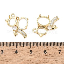Brass Micro Pave Clear Cubic Zirconia Pendant Cabochon Settings&nbsp;KK-C259-07G