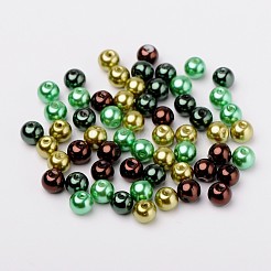 Choc-Mint Mix Pearlized Glass Pearl Beads&nbsp;HY-X006-8mm-04