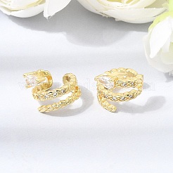 Brass Micro Pave Cubic Zirconia Cuff Earrings for Women&nbsp;CU-CBAE7DF-15G