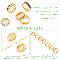14pcs 7 size Unisex Stainless Steel Grooved Finger Ring Sets&nbsp;RJEW-UN0002-65G