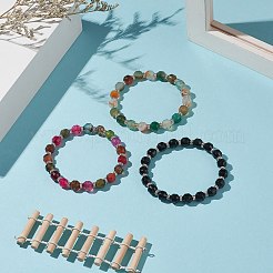 Dyed Natural Agate Beaded Stretch Bracelet Sets&nbsp;BJEW-JB09180