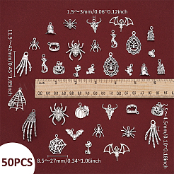 50Pcs Halloween Theme Tibetan Style Alloy Pendants&nbsp;FIND-UN0010-13