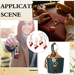 4Pcs 4 Styles Zinc Alloy Resin Cherry Keychains&nbsp;AJEW-ME0002-10