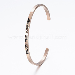 304 Stainless Steel Inspirational Cuff Bangles&nbsp;BJEW-K173-14