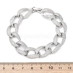 Brass Micro Pave Clear Cubic Zirconia Curb Chain Bracelets for Women&nbsp;BJEW-A034-04B-P
