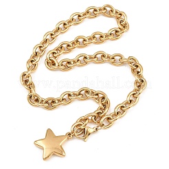 304 Stainless Steel Star Pendant Cable Chain Necklaces for Women&nbsp;SA-CBA48C7-02G