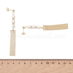 Rice Natural Cultured Freshwater Pearl Tassel Stud Earrings&nbsp;EJEW-JE07056