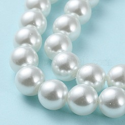 Baking Paint Pearlized Glass Pearl Round Bead Strands&nbsp;X-HY-Q003-12mm-01