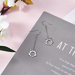 Anti-Tarnish Women Cat Stud Earrings Simple Long Dangle Earrings Cute Pet Kitten Cat Face Earrings Rhodium Plated Sterling Silver Earrings Stud Jewelry Gift for Lovers Women Birthday Christmas&nbsp;JE1072A