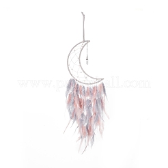 Iron Wire Woven Web/Net with Feather Pendant Decorations&nbsp;AJEW-B017-30