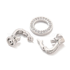 Brass Micro Pave CLear Cubic Zirconia Fold Over Clasps&nbsp;KK-Q814-01P