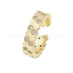 Brass Micro Pave Clear Cubic Zirconia Cuff Rings for Women&nbsp;LS-RJEW-S398-02G