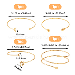 4Pcs 4 Styles Iron Three Loops Wire Wrap Bracelet Set&nbsp;BJEW-FI0001-19