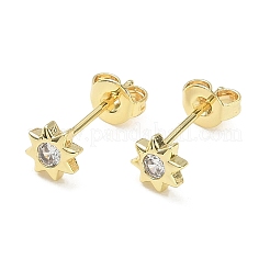 Brass Pave Cubic Zirconia Stud Earrings&nbsp;KK-CBA98BA-22G