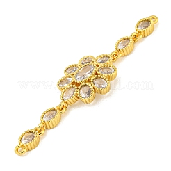 Brass Pave Clear Cubic Zirconia Flower Links Connector Charms&nbsp;KK-P277-50G