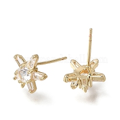 Brass Pave Cubic Zirconia Stud Earring Findings&nbsp;CU-CBAE189-04G