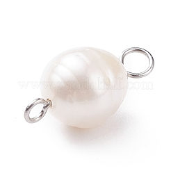 Grade B Natural Cultured Freshwater Pearl Connector Charms&nbsp;PALLOY-JF01496-01