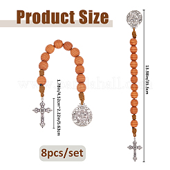 8Pcs Natural Wood Beehive Shaped Beads with Alloy Pendant Display Decorations&nbsp;HJEW-FH00273