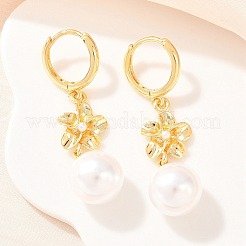 Valentine's Day Flower Brass Hoop Earrings&nbsp;EJEW-Z164-03G