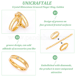 12Pcs Crystal Rhinestone Grooved Finger Ring&nbsp;RJEW-UN0002-46G