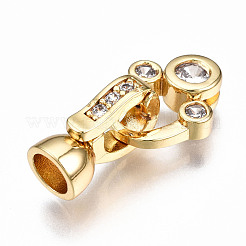 Brass Micro Pave Clear Cubic Zirconia Fold Over Clasps&nbsp;KK-T063-61G-NF