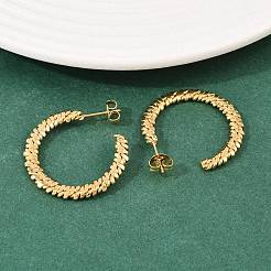 304 Stainless Steel Woven C-Shaped Stud Earrings&nbsp;EJEW-P324-07G