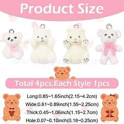 4Pcs 4 Styles Flocky Opaque Resin Pendants&nbsp;FIND-YW0010-31